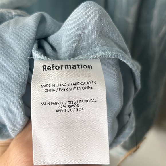 NWT Reformation Albi Silk Velvet Mini Dress in Turquoise - Picture 9 of 9